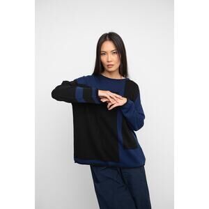 Alembika OZAI N KU SAILOR SWEATER Wool BLUE Black Geo 2 Medium